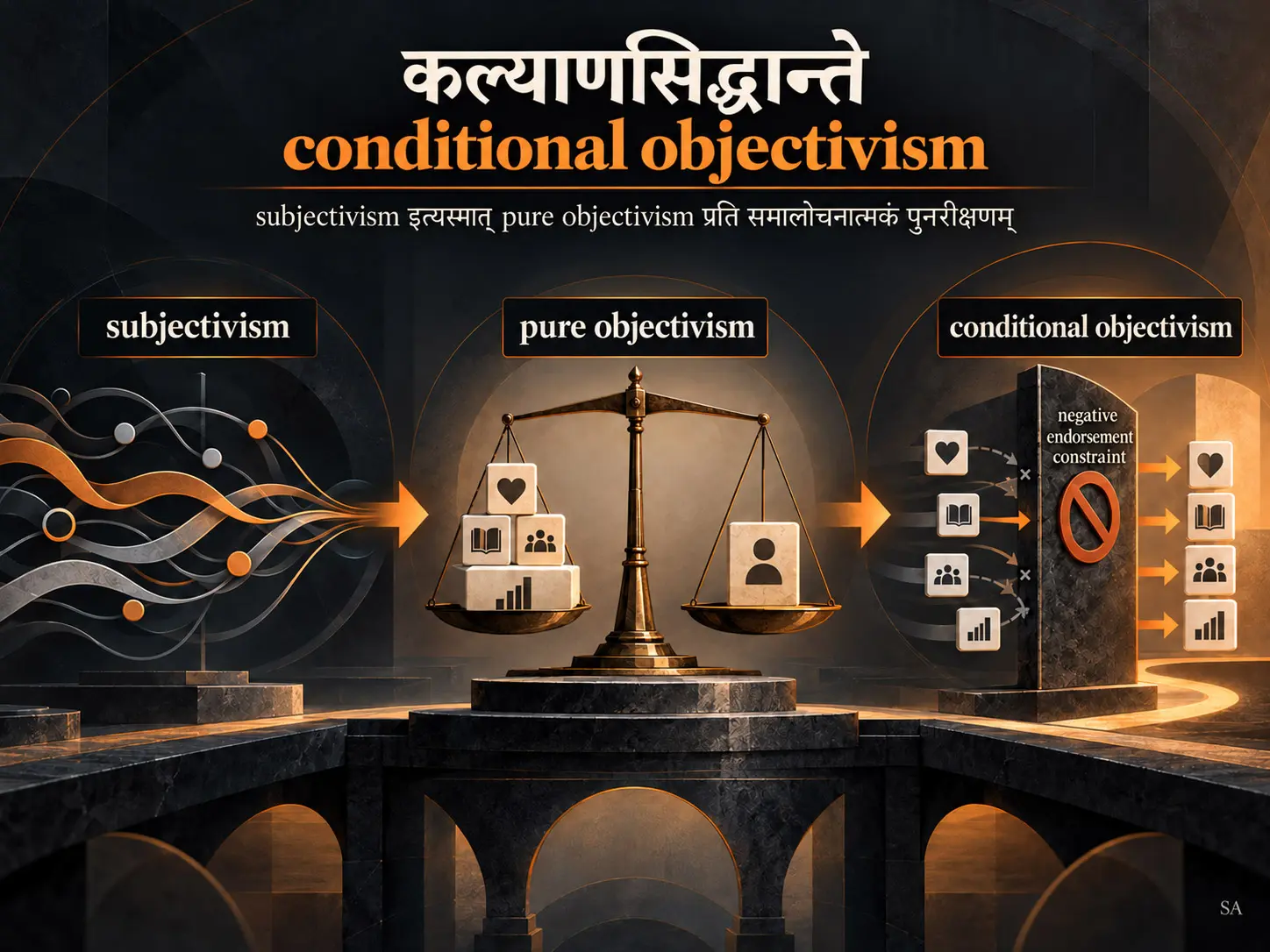 Subjectivism इत्यस्मात् Pure Objectivism तथा Conditional Objectivism पर्यन्तम्