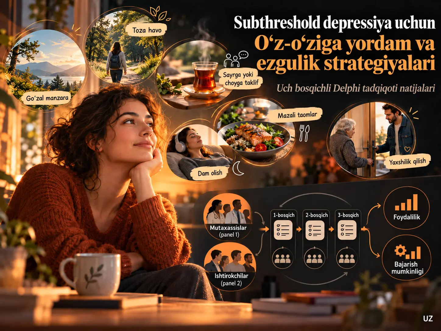 Subthreshold Depressiya uchun Samarali O‘z-o‘ziga Yordam va Yaxshilik Strategiyalarini Aniqlashga Qaratilgan Delphi Tadqiqoti