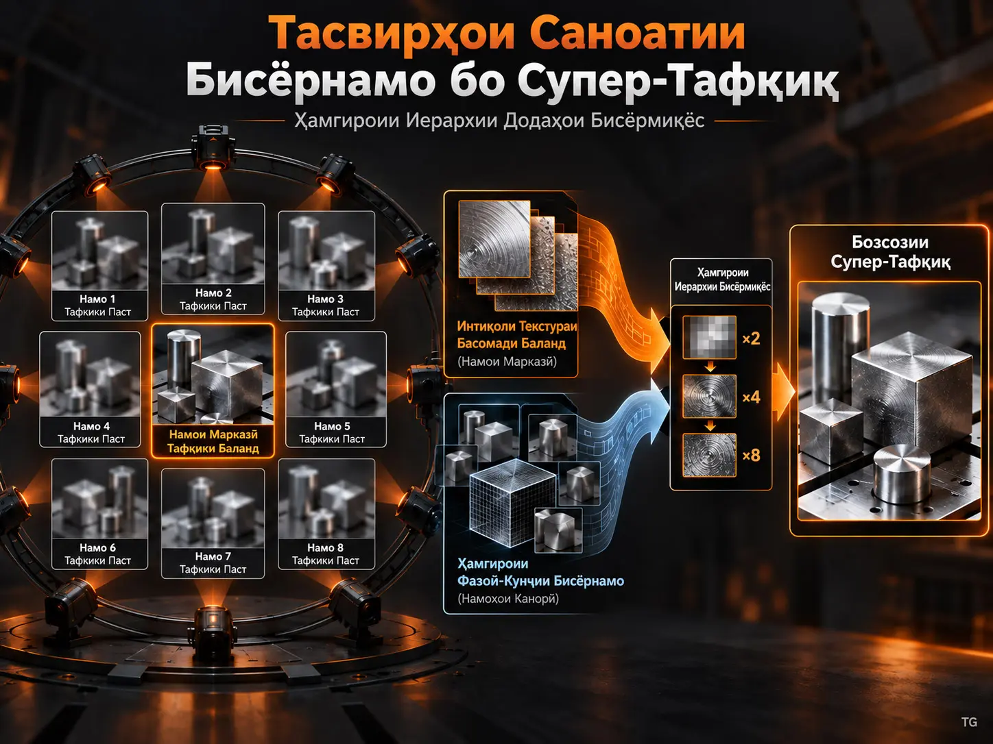 Супер-Тафкики Тасвири Саноатии Бисёрнамо бо Ҳамгироии Иерархии Додаҳои Бисёрмиқёс