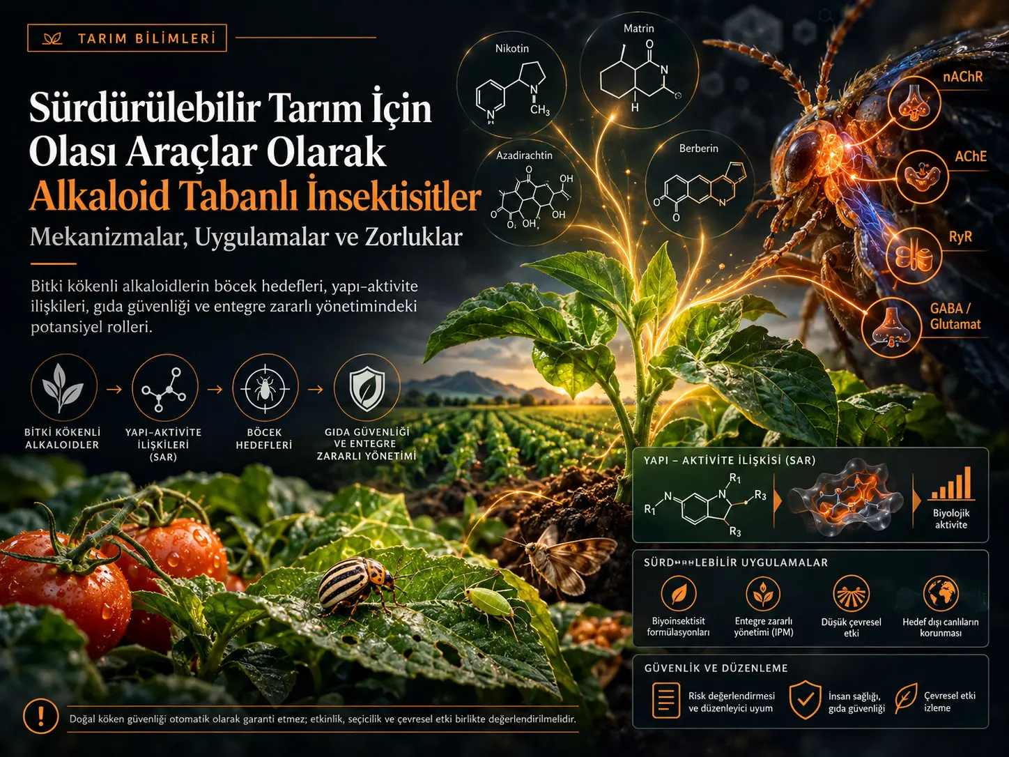 Sürdürülebilir Tarım İçin Olası Araçlar Olarak Alkaloid Tabanlı İnsektisitler: Mekanizmalar, Uygulamalar ve Zorluklar