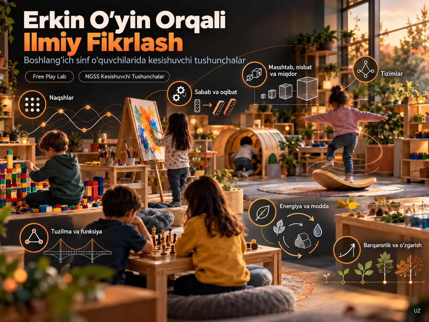 Tabiiy fanlarda kesishuvchi tushunchalarni erkin oʻyin orqali kashf etish: boshlangʻich sinf oʻquvchilari bilan 12 haftalik, ikki kohortli tadqiqot