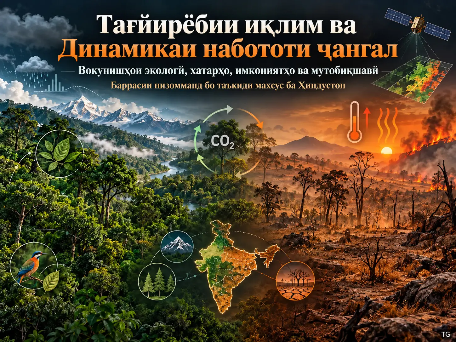 Тағйирёбии иқлим ва динамикаи набототи ҷангал: вокунишҳои экологӣ, хатарҳо, имкониятҳо ва мутобиқшавӣ