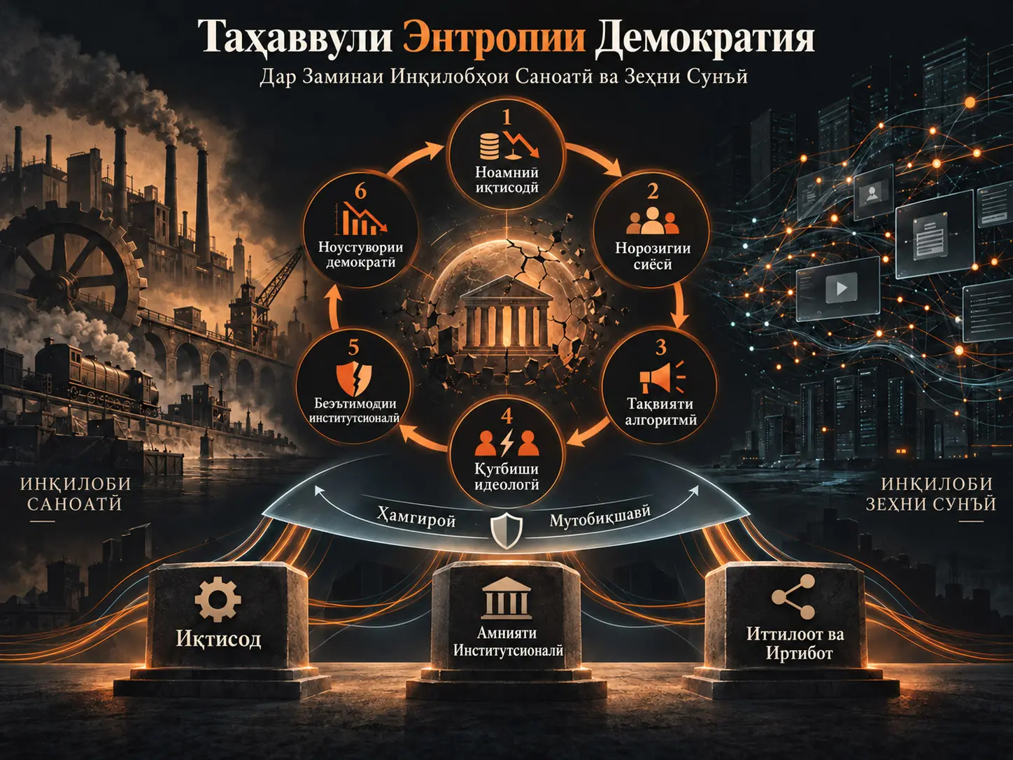 Таҳаввули Демократия ҳамчун Низоми Энтропӣ, Осебпазир ва Падидоянда: Инқилобҳои Саноатӣ ва Зеҳни Сунъӣ