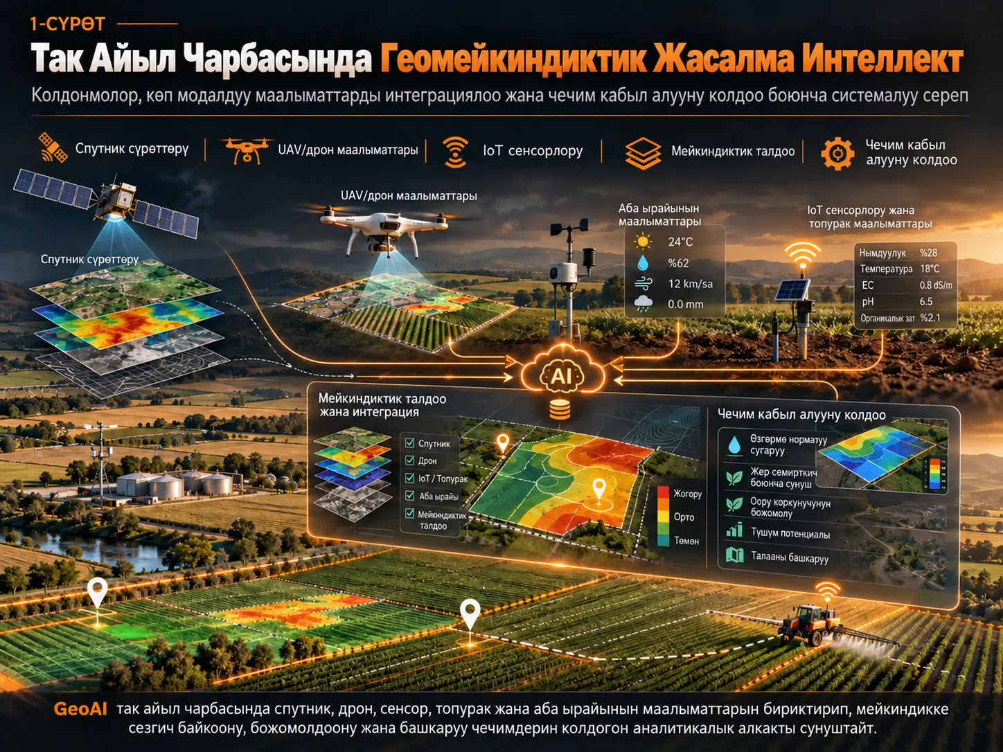 Так Айыл Чарбада Геомейкиндиктик Жасалма Интеллект: Колдонмолор, Көп Модалдуу Маалыматтарды Интеграциялоо жана Чечим Кабыл Алууну Колдоо Боюнча Системалуу Сереп