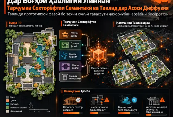 Тарҷумаи Сохторёфтаи Семантикӣ ва Тавлид дар Асоси Диффузияи Ҷойгиркуниҳои Фазоии Боғҳои Ҳавлигии Линнан: Чаҳорчӯбаи Арзёбии Бисёрсатҳӣ
