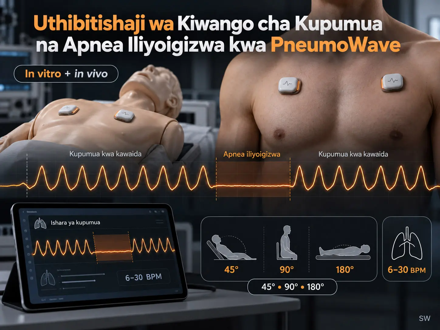 Tathmini ya Kiwango cha Kupumua na Apnea Iliyoigizwa kwa Kutumia Biosensa ya PneumoWave: Uthibitishaji wa In Vitro na In Vivo