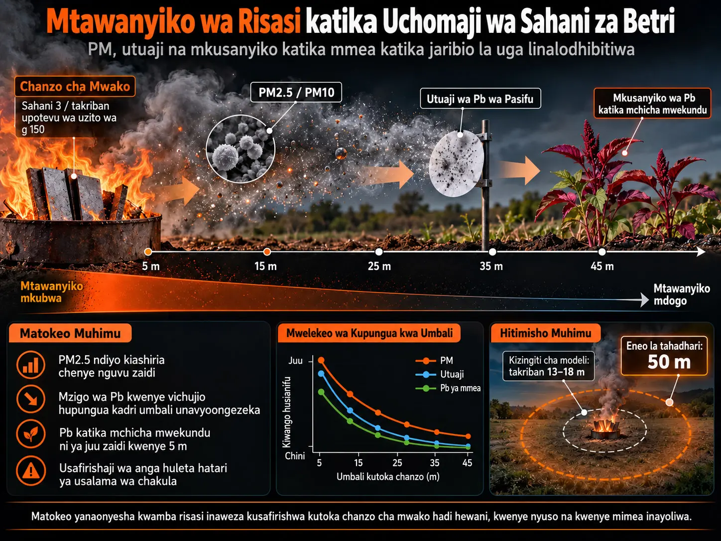 Tathmini ya Kizingiti-Umbali Iliyokalibishwa Uwanjani ya Mtawanyiko wa Risasi Kutokana na Uchomaji Unaodhibitiwa wa Sahani za Betri za Asidi ya Risasi
