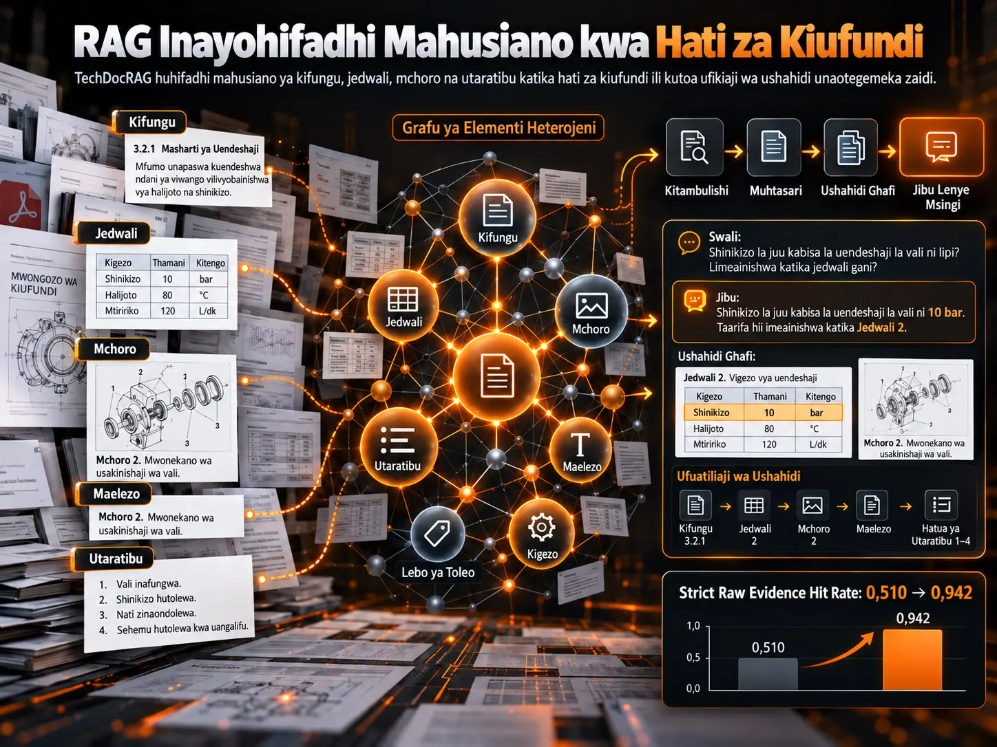 TechDocRAG: Retrieval-Augmented Generation (RAG) Inayohifadhi Mahusiano kwa Hati za Kiufundi