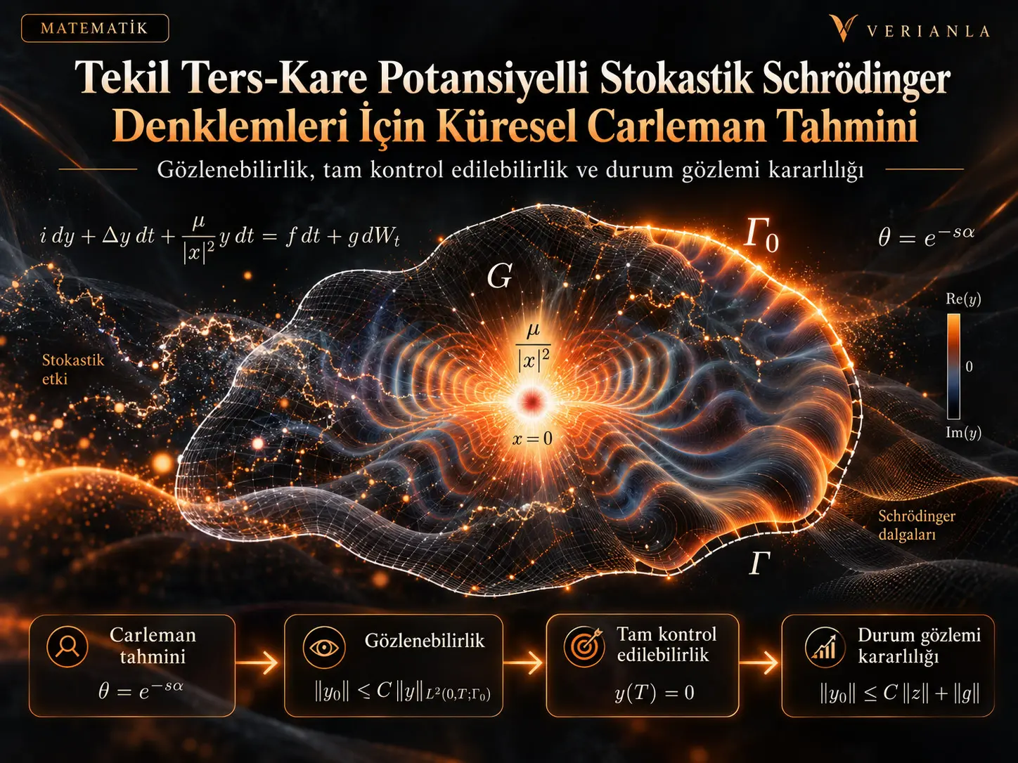 Tekil Ters-Kare Potansiyelli Stokastik Schrödinger Denklemleri İçin Küresel Carleman Tahmini ve Uygulamaları