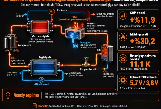 Termoelektrik Qo‘shimcha Sovutgich bilan Qo‘llab-quvvatlangan Transkritik CO₂ Issiqlik Nasosining Eksperimental Baholanishi