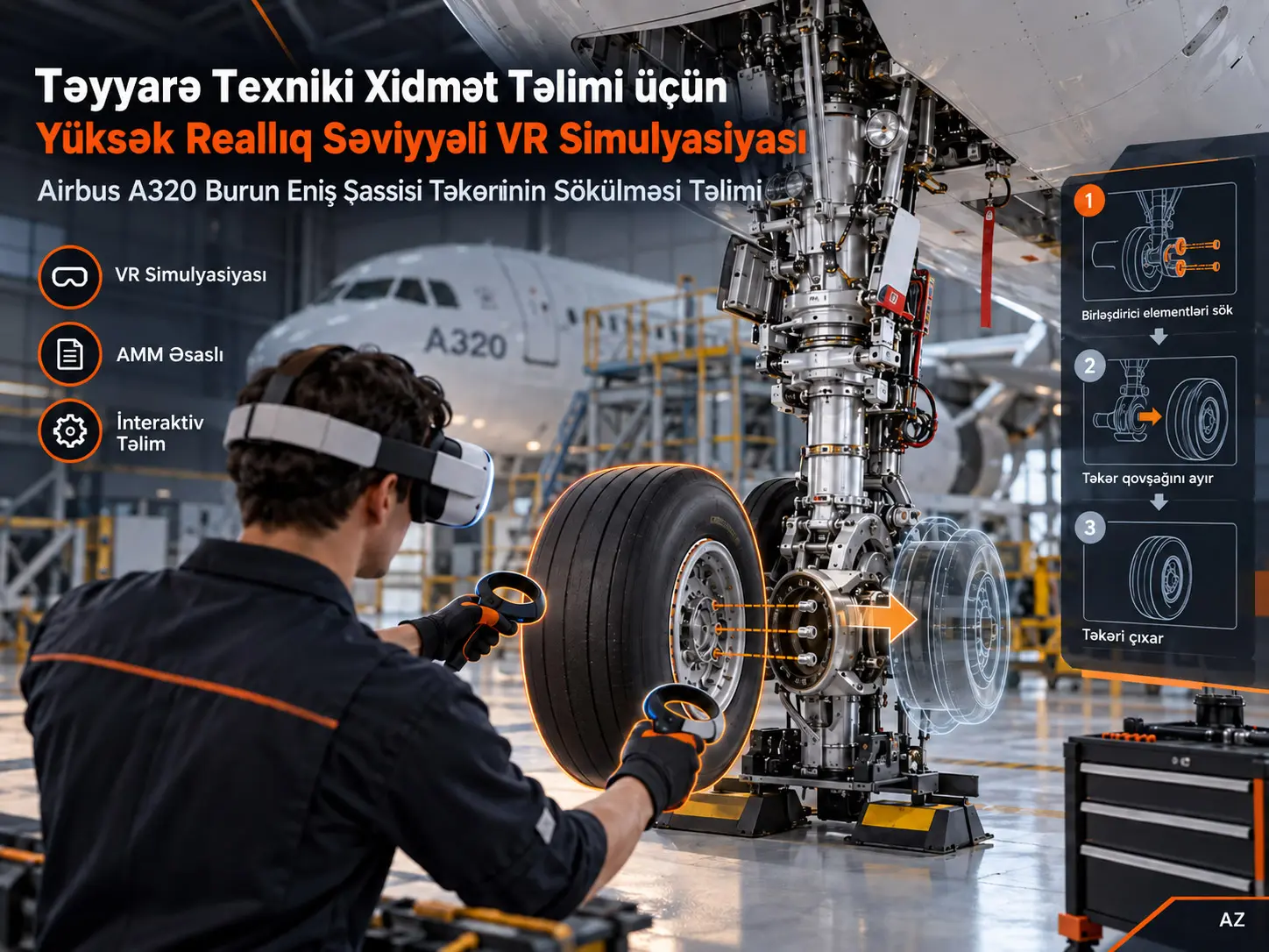 Təyyarə Texniki Xidmət Təlimi üçün Yüksək Reallıq Səviyyəli VR Simulyasiyası
