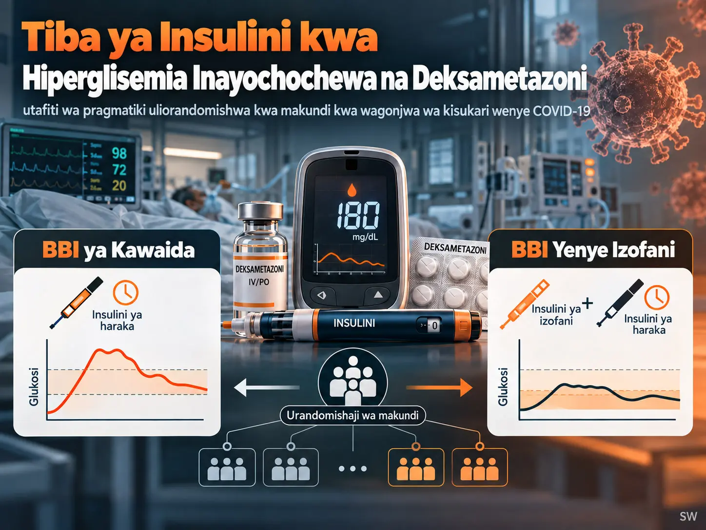 Tiba ya Insulini kwa Hyperglycemia Inayohusiana na Dexamethasone kwa Wagonjwa wa Kisukari wenye COVID-19: Jaribio la Pragmatiki la CRITICal Lililorandomishwa kwa Makundi