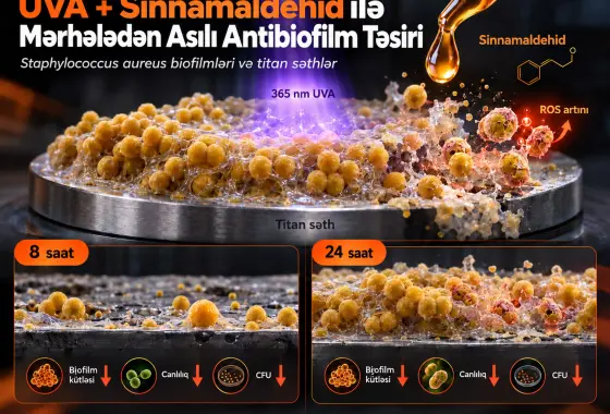 Titan Səthlərdə Staphylococcus aureus Biofilmlərinə Qarşı UVA ilə Sinnamaldehidin Mərhələdən Asılı Antibiofilm Təsirləri