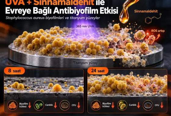 Titanyum Yüzeylerde Staphylococcus aureus Biyofilmlerine Karşı UVA ile Sinnamaldehitin Evreye Bağlı Antibiyofilm Etkileri