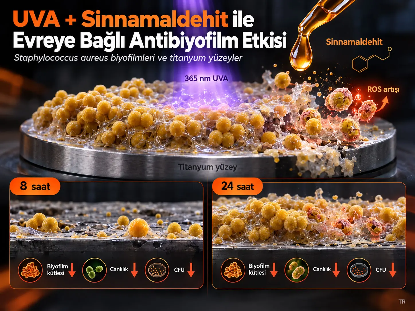 Titanyum Yüzeylerde Staphylococcus aureus Biyofilmlerine Karşı UVA ile Sinnamaldehitin Evreye Bağlı Antibiyofilm Etkileri