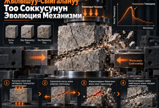 Тоо соккусуна ыктаган синтетикалык материалды колдонуу менен жылышуу-сыйгалануу тоо соккусунун эволюция механизмин эксперименттик изилдөө