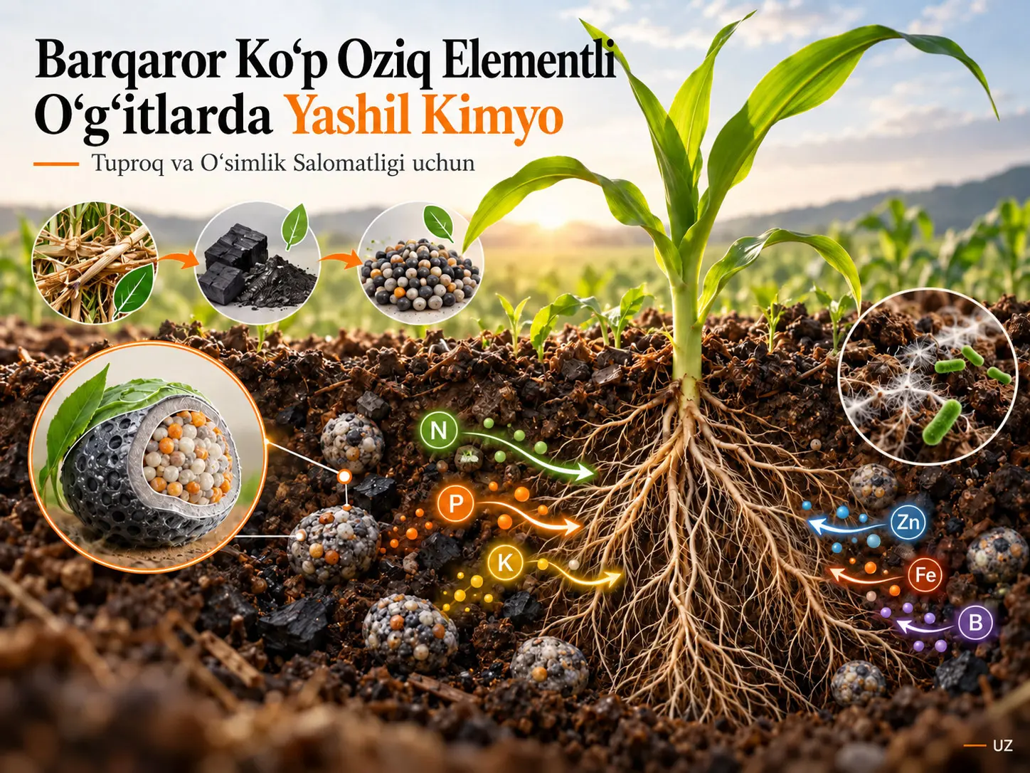 Tuproq va O‘simlik Salomatligini Yaxshilash uchun Barqaror Ko‘p Oziq Elementli O‘g‘itlarni Ishlab Chiqishda Yashil Kimyo Strategiyalari