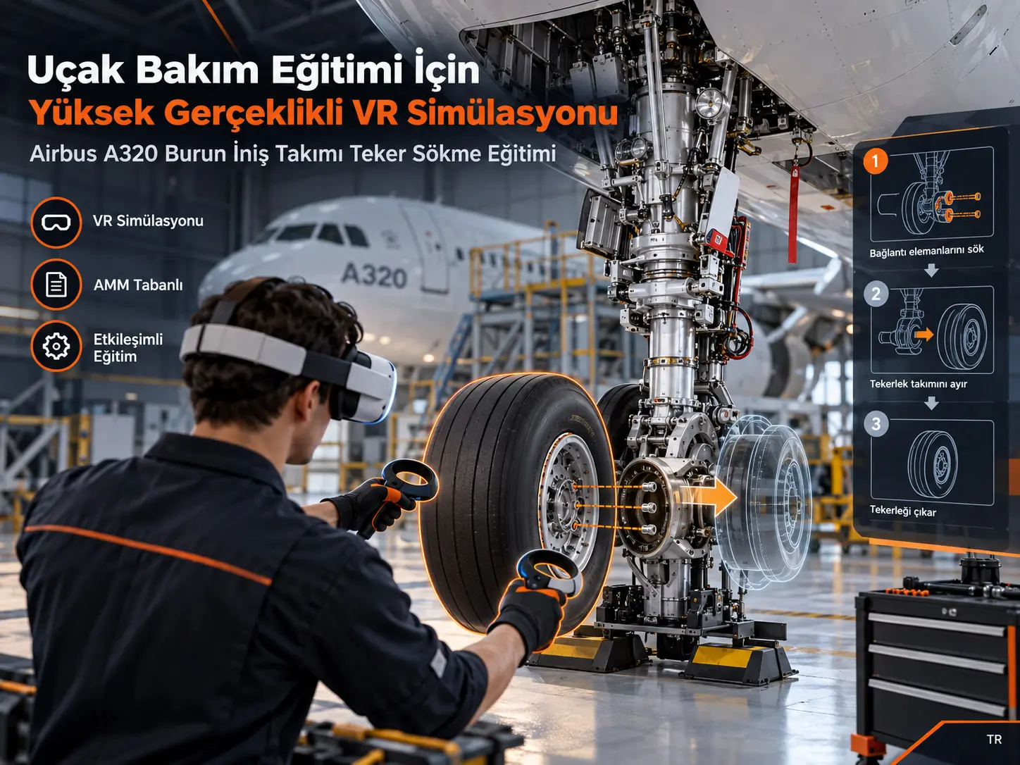 Uçak Bakım Eğitimi İçin Yüksek Gerçeklik Düzeyli VR Simülasyonu