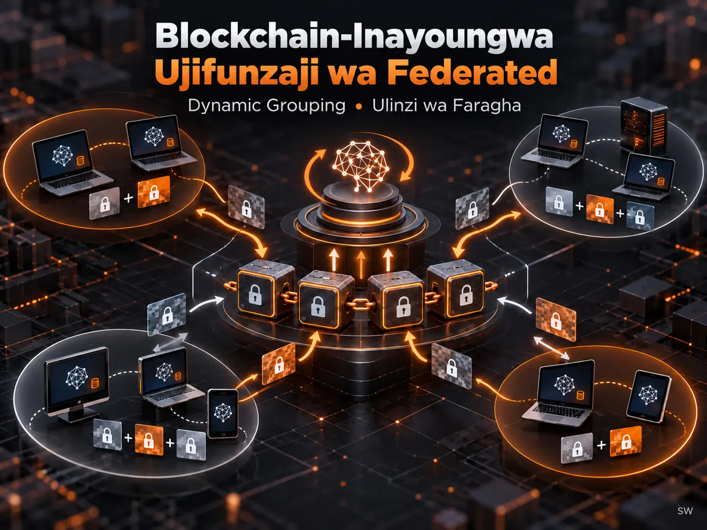 Ujifunzaji wa Federated Unaoungwa Mkono na Blockchain: Mfumo wa Kulinda Faragha wenye Dynamic Grouping