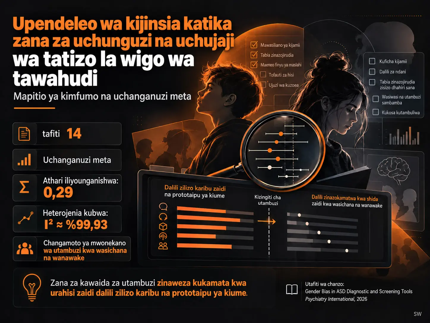 Upendeleo wa Kijinsia katika Zana za Utambuzi na Uchunguzi wa Ugonjwa wa Wigo wa Tawahudi: Mapitio ya Kimfumo na Meta-Uchanganuzi