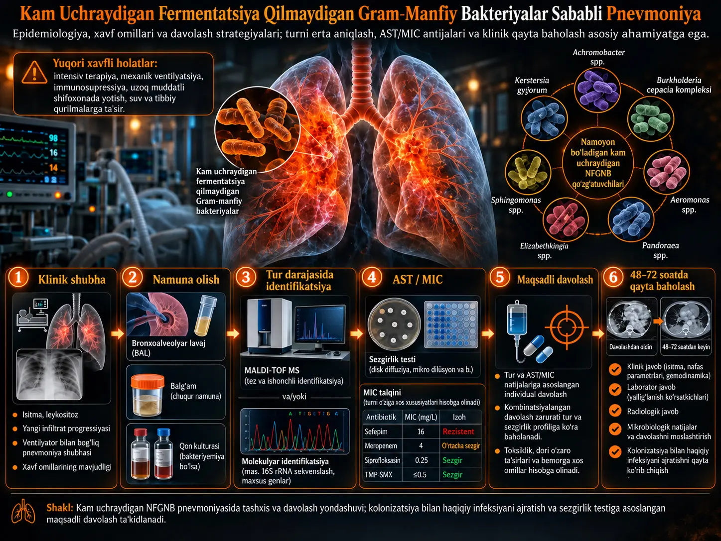 Usimamizi wa Nimonia Inayosababishwa na Bakteria Gram-Hasi Adimu Zisizofermenti: Epidemiolojia, Vihatarishi na Mikakati ya Matibabu