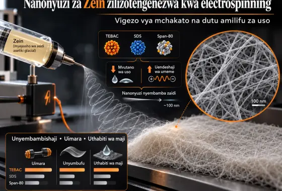 Uundaji na Sifa za Nanonyuzi za Zein Zilizotengenezwa kwa Electrospinning kutoka Miyeyusho ya Asidi Asetiki Glacial: Athari za Vigezo vya Mchakato na Dutu Amilifu za Uso
