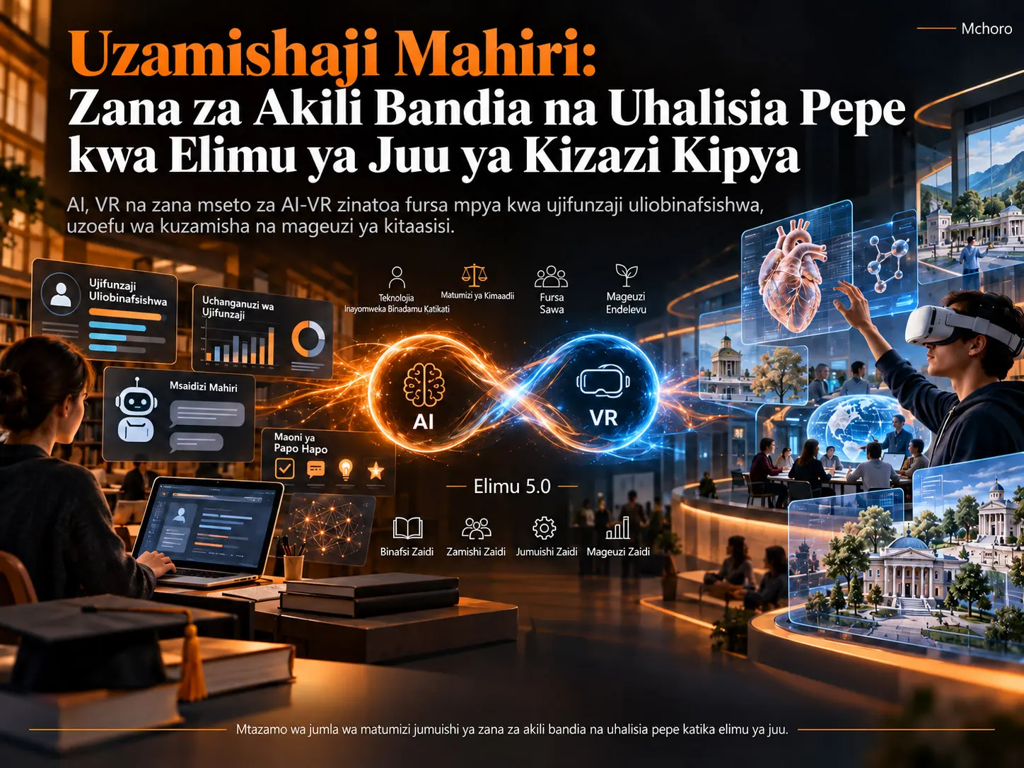 Uzamishaji Mahiri: Zana za Akili Bandia na Uhalisia Pepe kwa Elimu ya Juu ya Kizazi Kipya