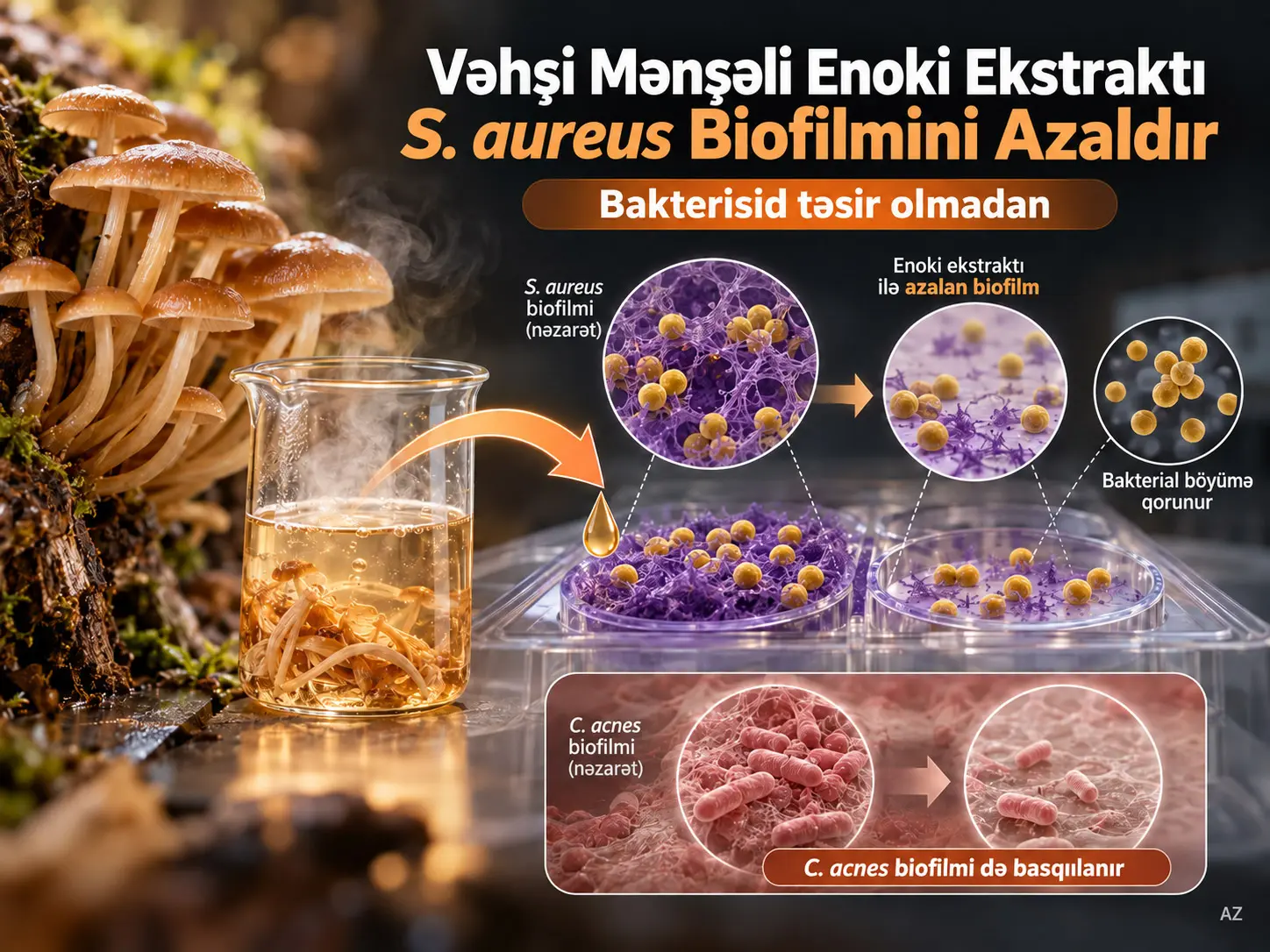 Vəhşi Mənşəli Flammulina velutipes Qaynadılmış Su Ekstraktı: Staphylococcus aureus-u Öldürmədən Biofilm Yaranmasının Basqılanması