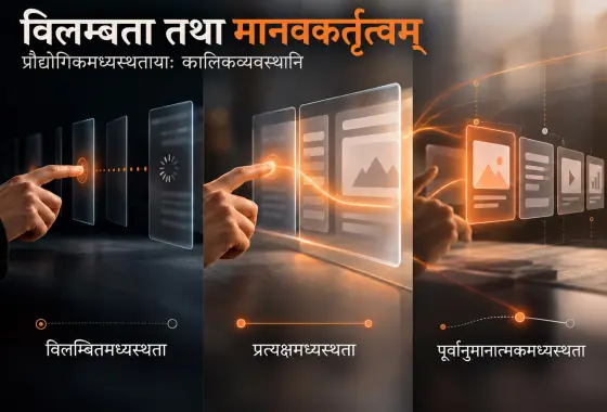 विलम्बता तथा मानवकर्तृत्वम्: प्रौद्योगिकमध्यस्थतायाः कालिकव्यवस्थानां सिद्धान्तः