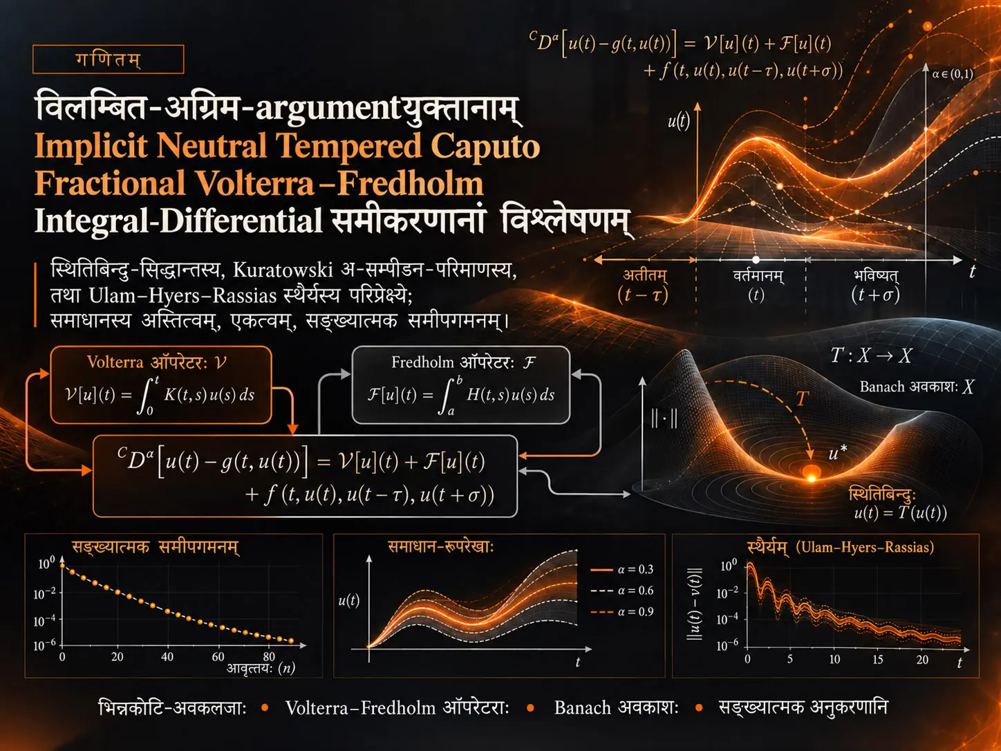 विलम्बित-अग्रिम-argumentयुक्तानाम् Implicit Neutral Tempered Caputo Fractional Volterra–Fredholm Integral-Differential समीकरणानां विश्लेषणम्