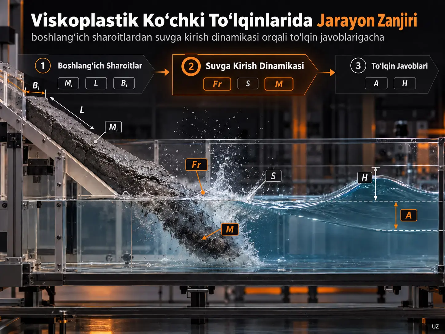 Viskoplastik Ko‘chki Hosil Qilgan Impuls To‘lqinlarida Jarayon Zanjiri: Boshlang‘ich Sirpanish Sharoitlaridan Suvga Kirish Dinamikasi Orqali To‘lqin Javoblarigacha