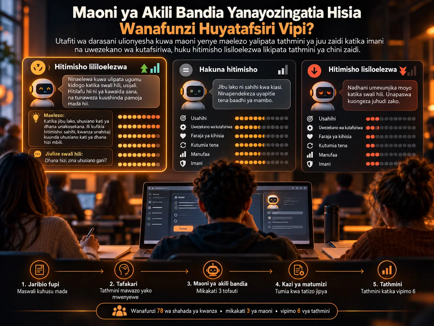 Wanafunzi Hutafsiri Vipi Maoni Yanayozingatia Hisia katika Ujifunzaji Unaoungwa Mkono na Akili Bandia? Ushahidi kutoka Utafiti wa Darasani