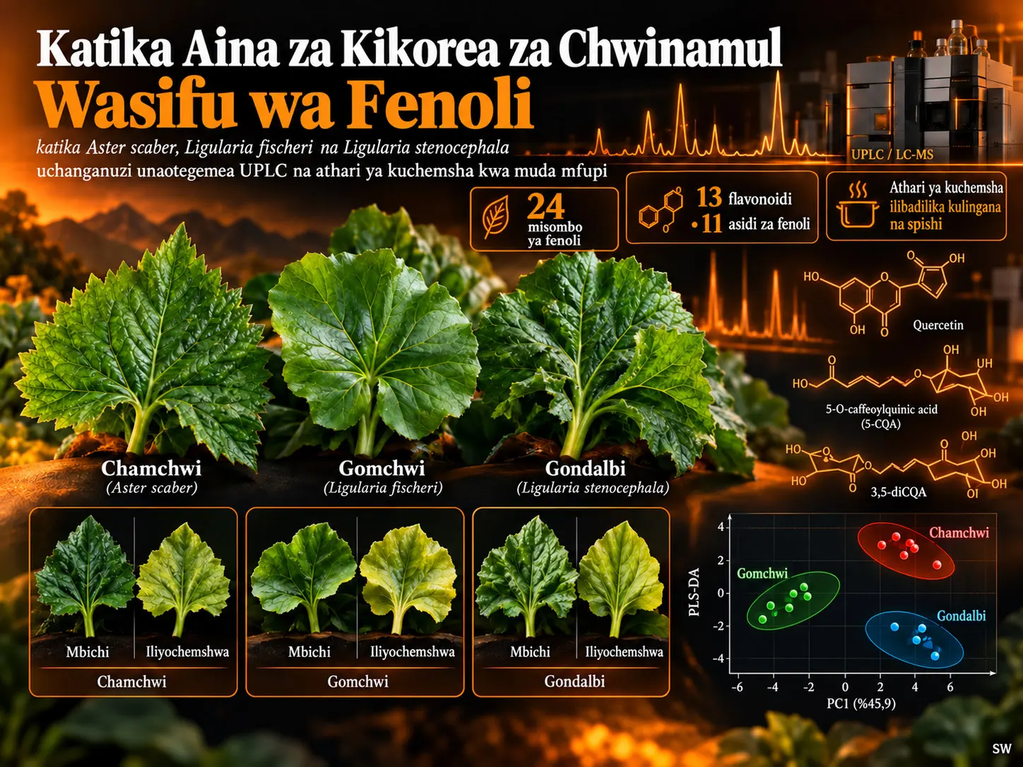 Wasifu wa Fenoli katika Mboga za Kikorea za Chwinamul: Ulinganisho wa Chamchwi, Gomchwi na Gondalbi kwa UPLC-Mass Spectrometry na Athari ya Kuchemsha kwa Muda Mfupi