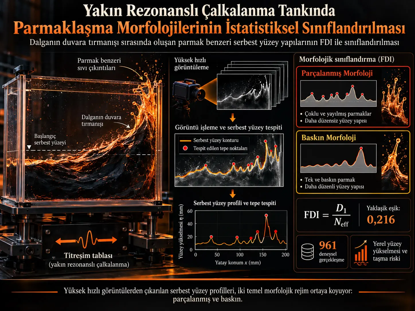 Yakın Rezonanslı Bir Çalkalanma Tankında Dalga Tırmanması Sırasında Parmaklaşma Morfolojilerinin İstatistiksel Sınıflandırılması