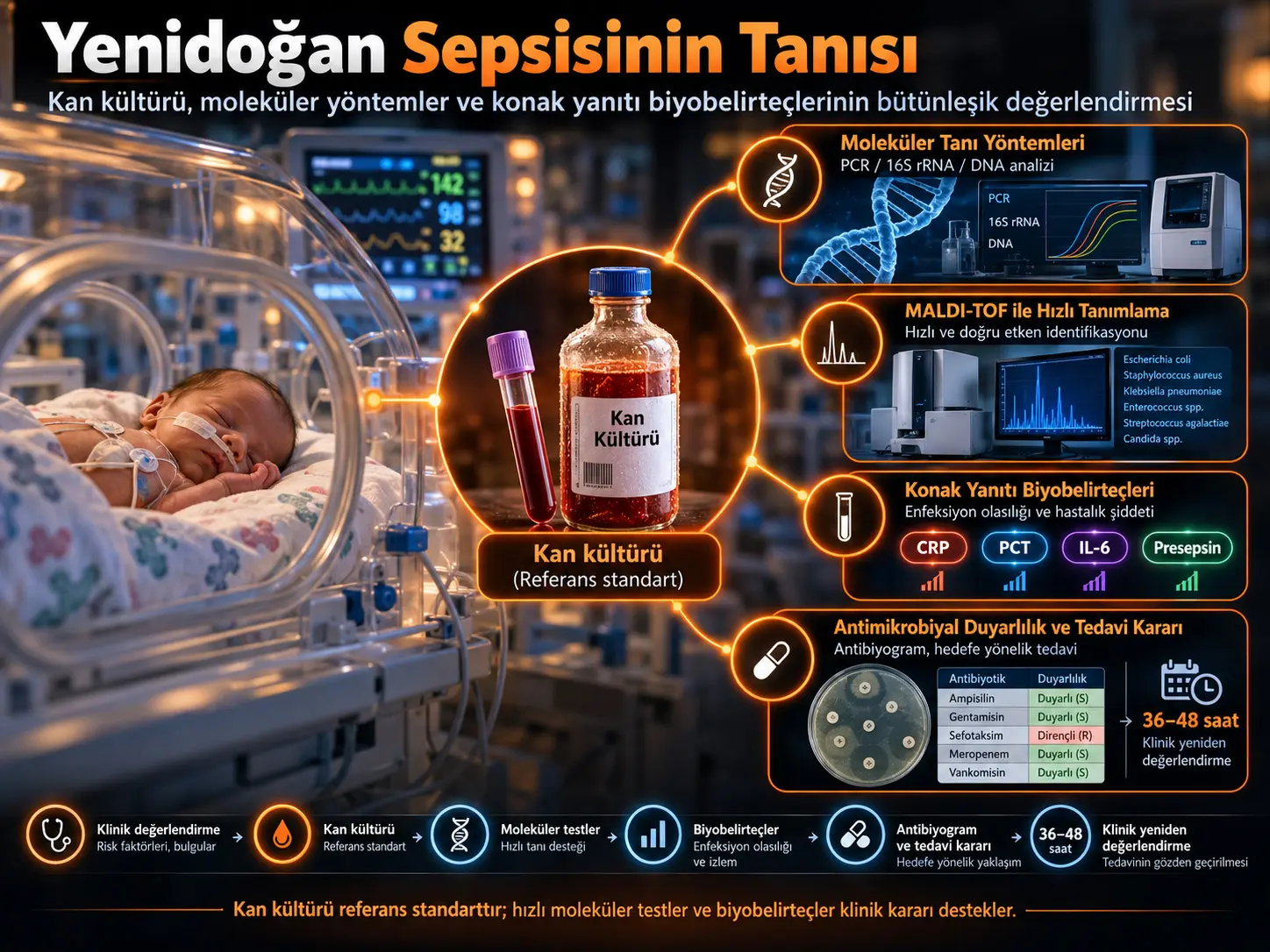 Yenidoğan Sepsisinin Tanısı: Konvansiyonel Kültür, Moleküler Yöntemler ve Konak Yanıtı Biyobelirteçlerinin Bütünleşik Değerlendirmesi