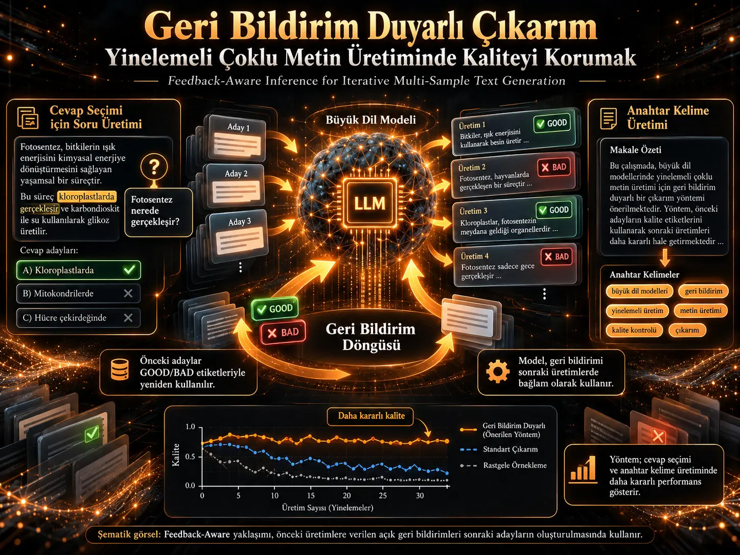 Yinelemeli Çoklu Örnek Metin Üretimi için Geri Bildirim Duyarlı Çıkarım