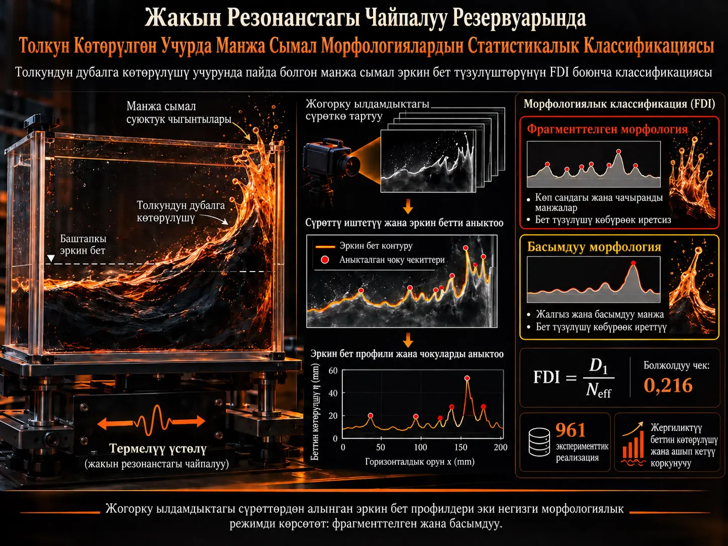 Жакын Резонанстагы Чайпалуу Резервуарында Толкун Көтөрүлгөн Учурда Манжа Сымал Морфологиялардын Статистикалык Классификациясы