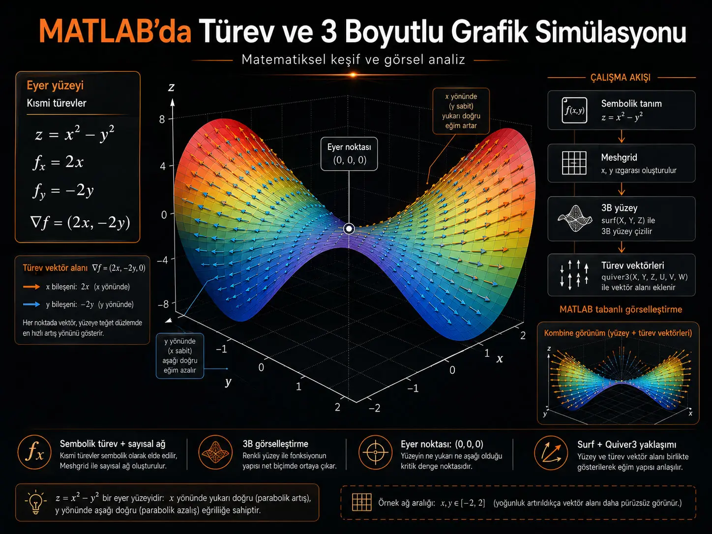 MATLAB’da Türev ve 3 Boyutlu Grafik Simülasyonu: Matematiksel Keşif ve Görsel Analiz