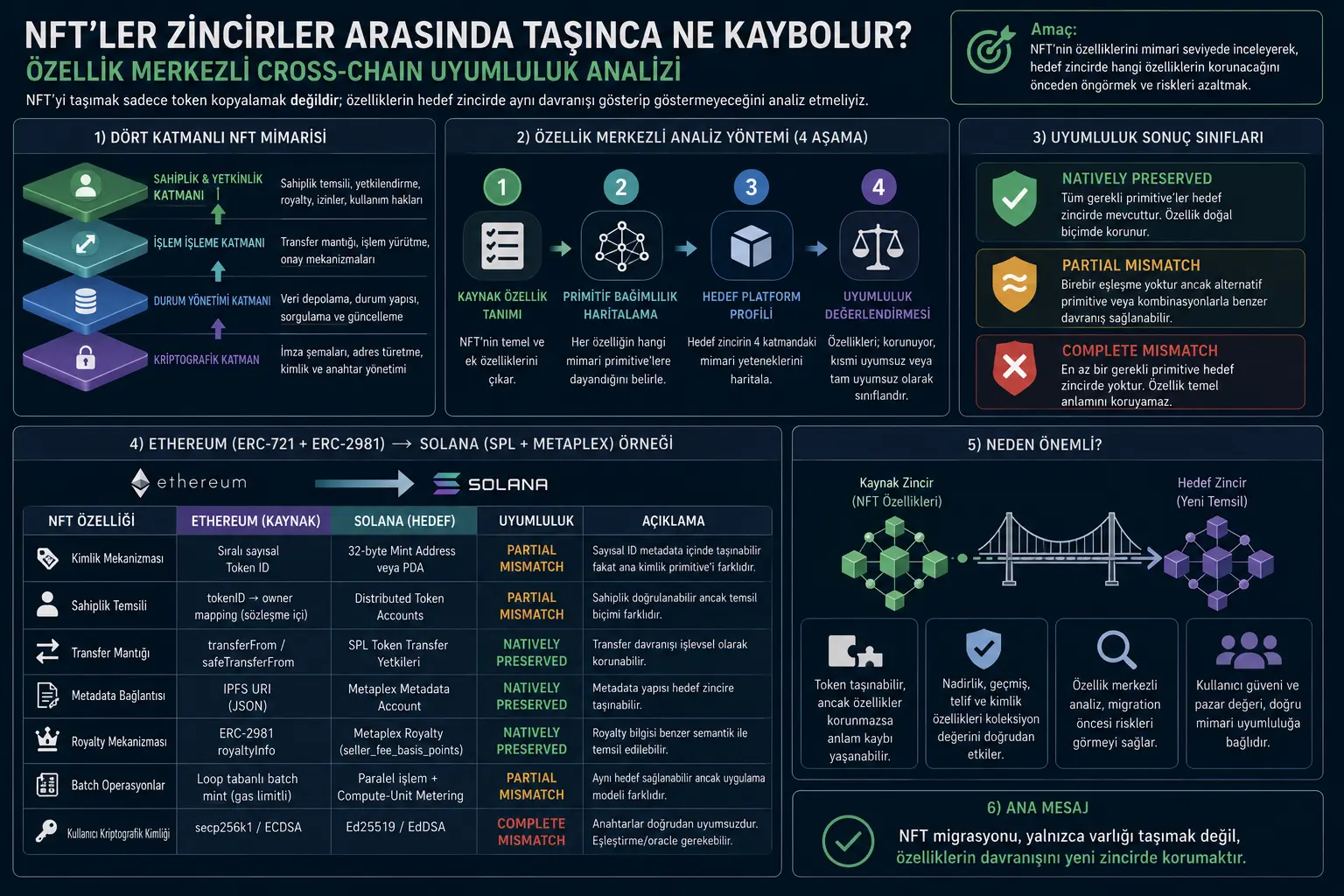 NFT’lar zanjirlar orasida ko‘chirilganda nima yo‘qoladi? Xususiyat markazli moslik tahlili