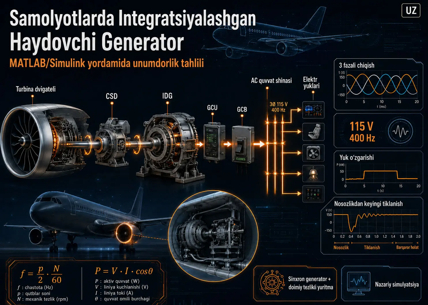 Samolyotlarda Integratsiyalashgan Yuritma Generatori Tizimi Ishlashini MATLAB/Simulink bilan Hisoblash Tahlili
