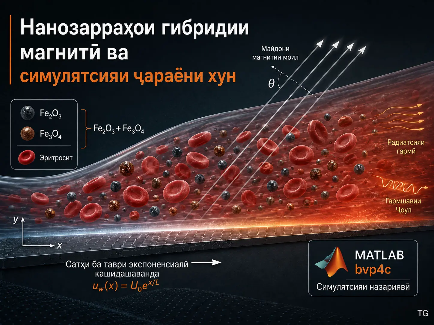 Симулятсияи MATLAB-и Рафтори Ҷараёни Хун бо Нанозарраҳои Гибридии Магнитӣ