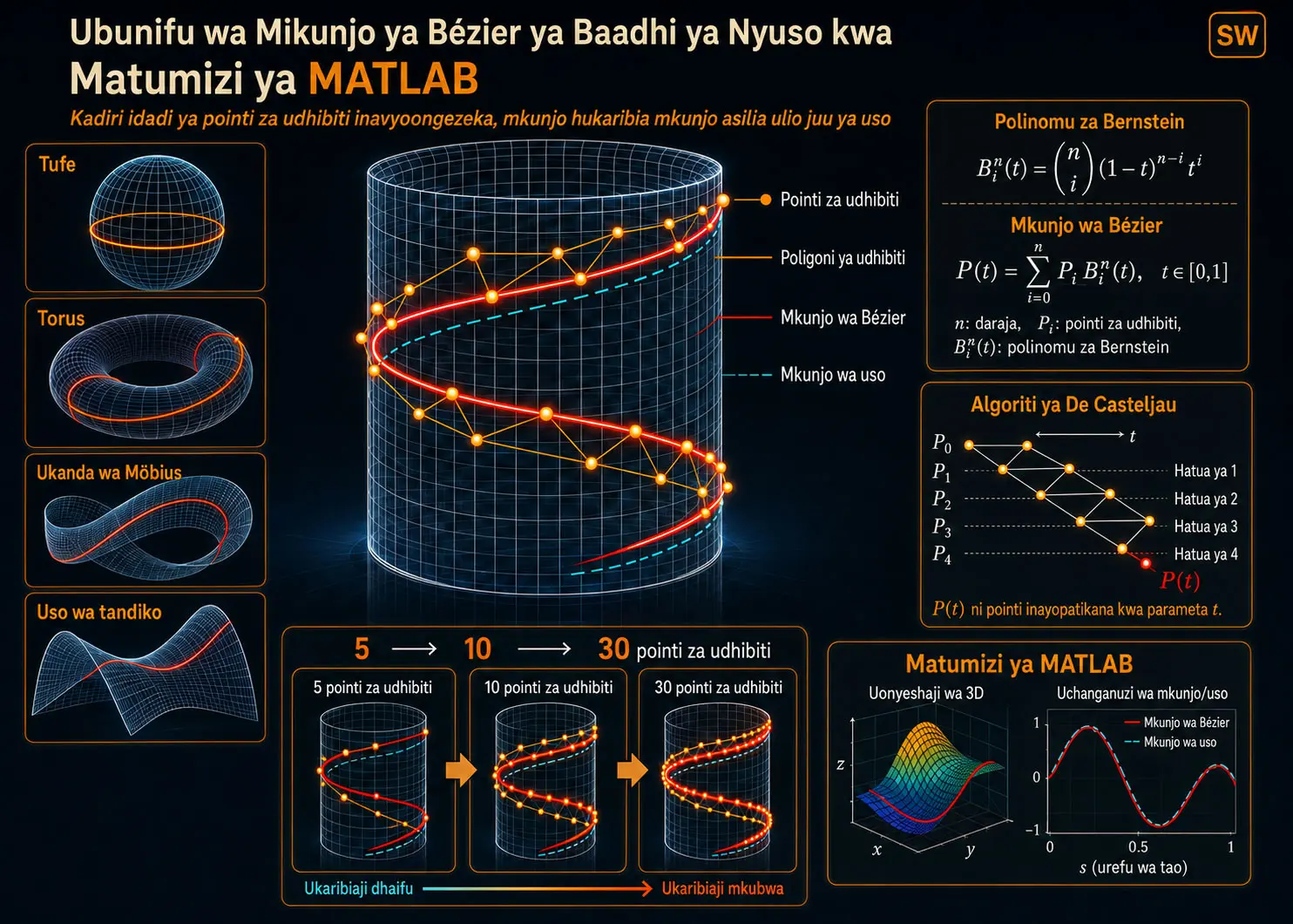 Ubunifu wa Mikunjo ya Bézier ya Baadhi ya Nyuso kwa Matumizi ya MATLAB