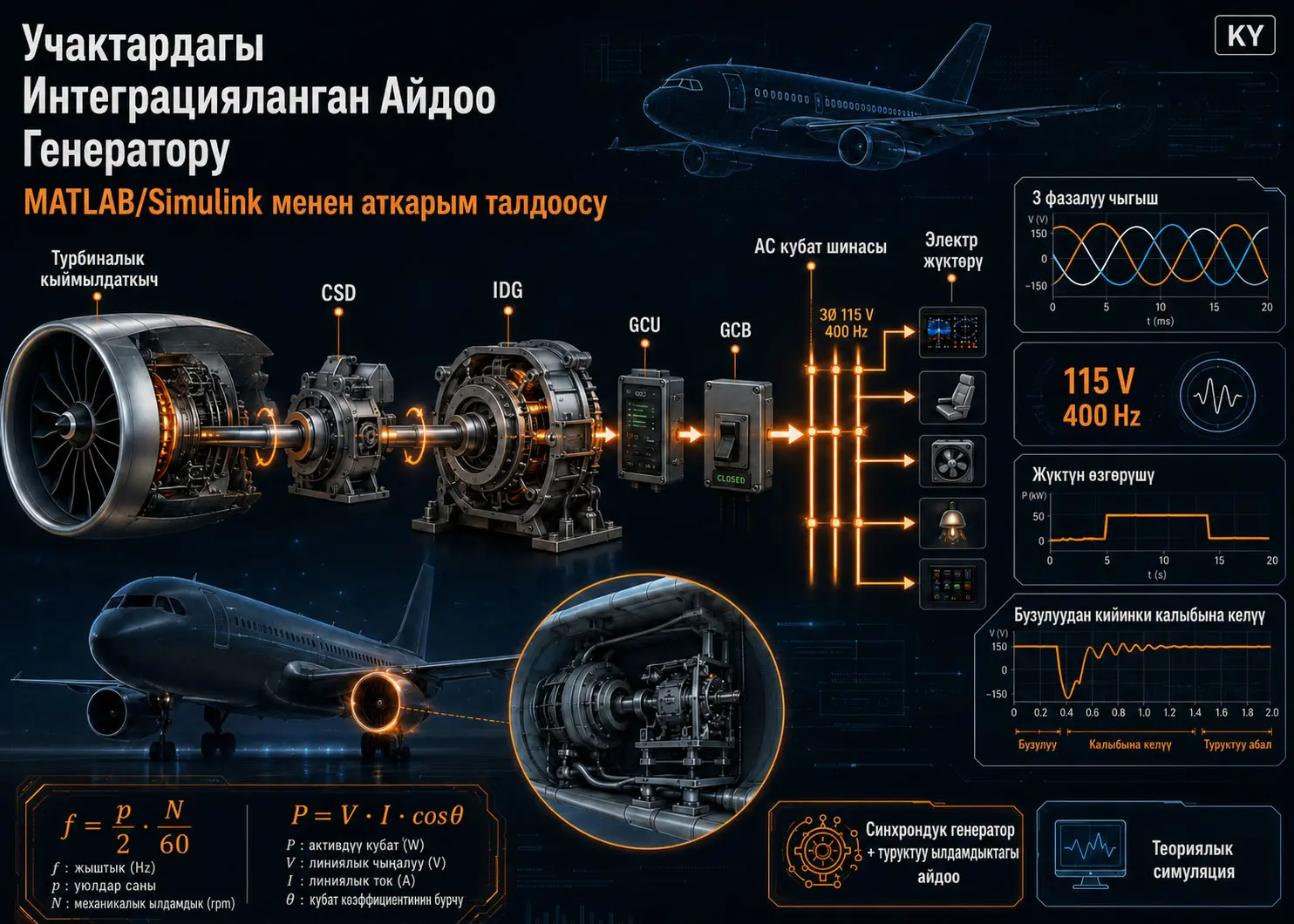 Учактардагы Интеграцияланган Жетектөөчү Генератор Системасынын Иштешин MATLAB/Simulink Менен Эсептөөчү Талдоо